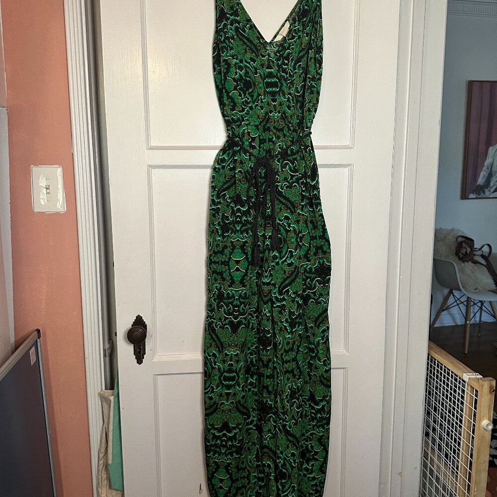 Emerald Green Paisley Print Jumpsuit - Size 8